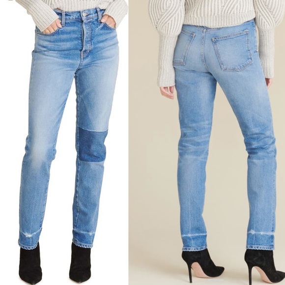 Veronica Beard Denim - Veronica Beard Ryleigh Patch Straight Leg Jeans